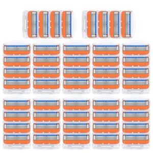 New 48pcs Razor Blade Bald Men Shaving Razors Shaver Blades Refills for Gillette Fusion 5 Orange Gifts for Businessmen