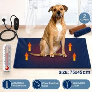 Heated Dog Pad Pet Cat Doggy Heating Bed Puppy Electric Heater Mat Thermal Protection XL 75x45cm