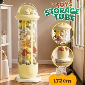 Kids Toys Storage Tube Box Stuffed Animal Zoo Plush Soft Doll Organiser Playroom Display Cabinet Holder Container Vertical Stand with Wheels 172x31cm