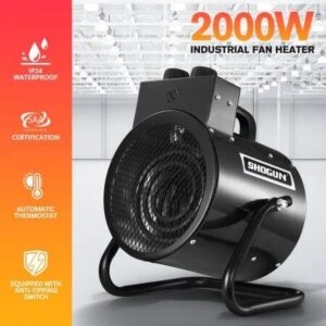2 in 1 2000W Portable Electric Heater Industrial Fan Heater Freestanding Carpet Dryer with SAA Black