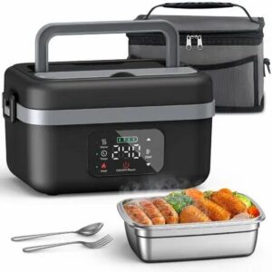 Cordless Electric Lunch Box,Rechargeable Self-Heating Food Warmer with 16000mAh Battery,1L Heated Lunch Box with Smart Reservation & Keep Warm