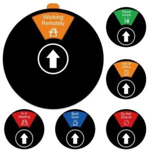 Office Door Privacy Sign, 6 Options, Do Not Disturb/Please Knock/Out of Office/In a Meeting/Come Back Soon/Working Remotely Color Black